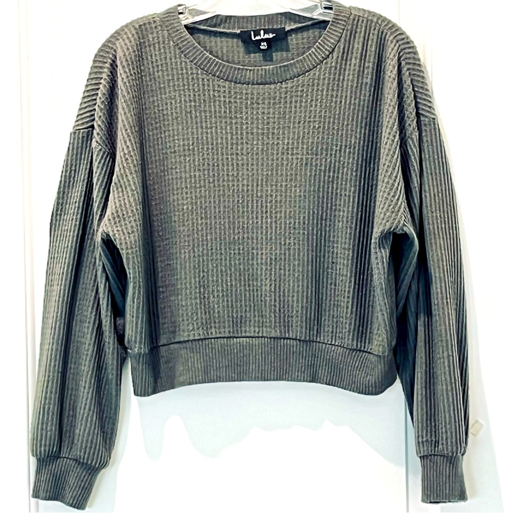 Lulus Olive Green Gray Ribbed Sweater Size XS